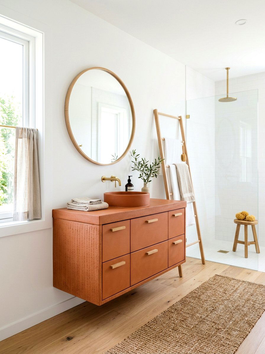 Scandinavian terracotta bathroom vanity - 30 terracotta bathroom vanity ideas