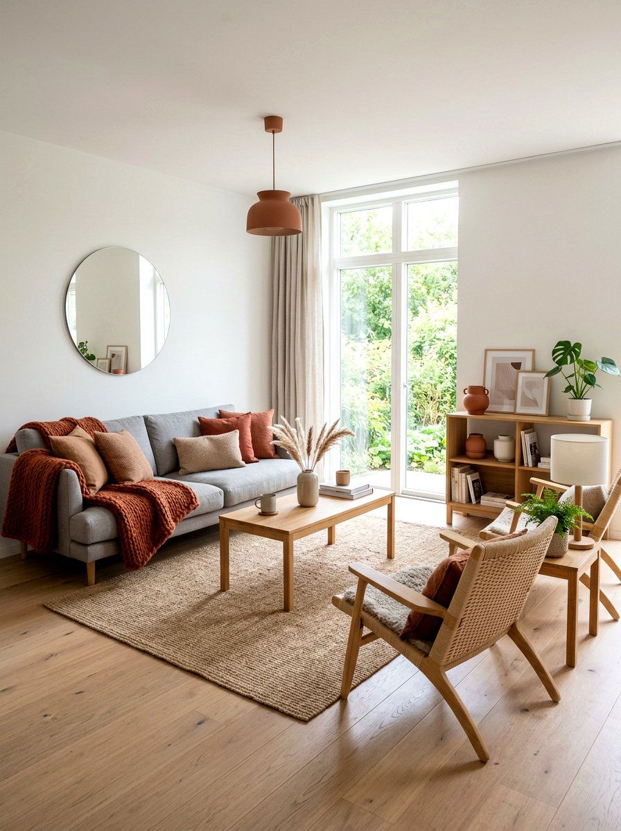 Scandinavian terracotta living room - 30 terracotta living room ideas