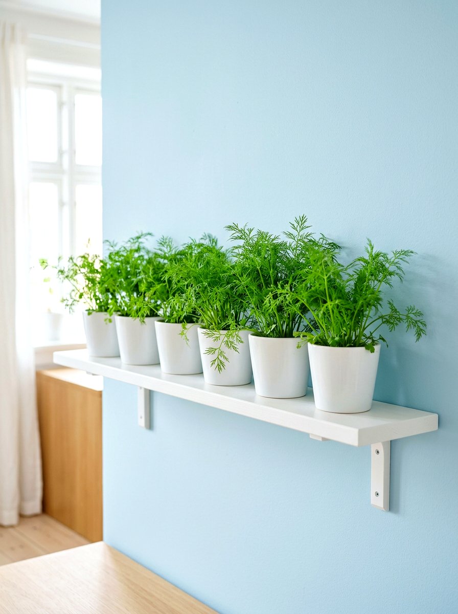 Scandinavian white herb shelf - 30 kitchen herb shelf ideas