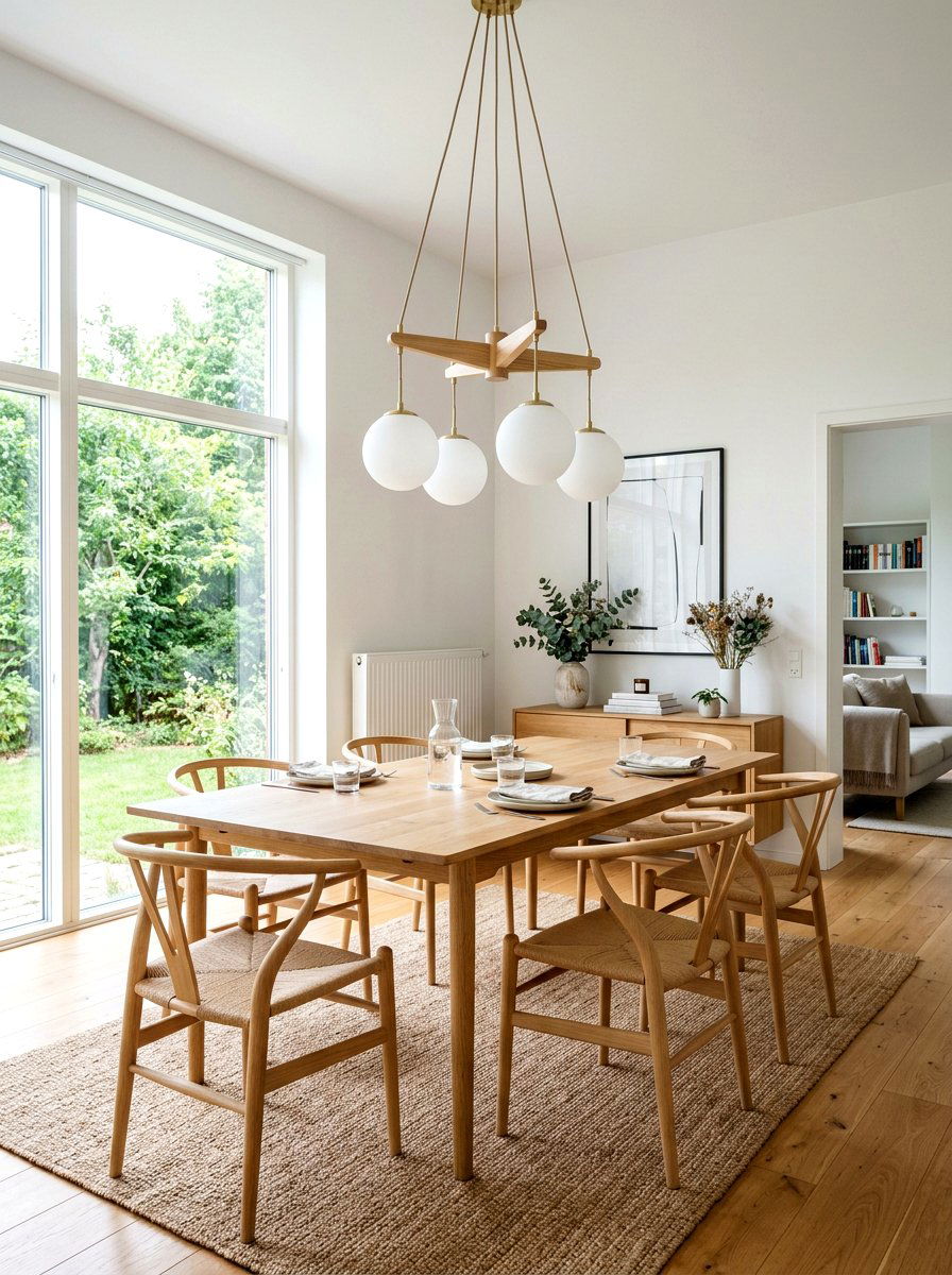 Scandinavian wood and glass globe - 30 globe pendant ideas