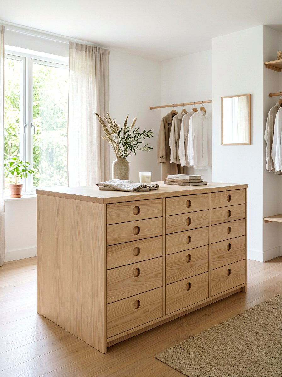 Scandinavian wood closet island - 30 island dresser closet ideas