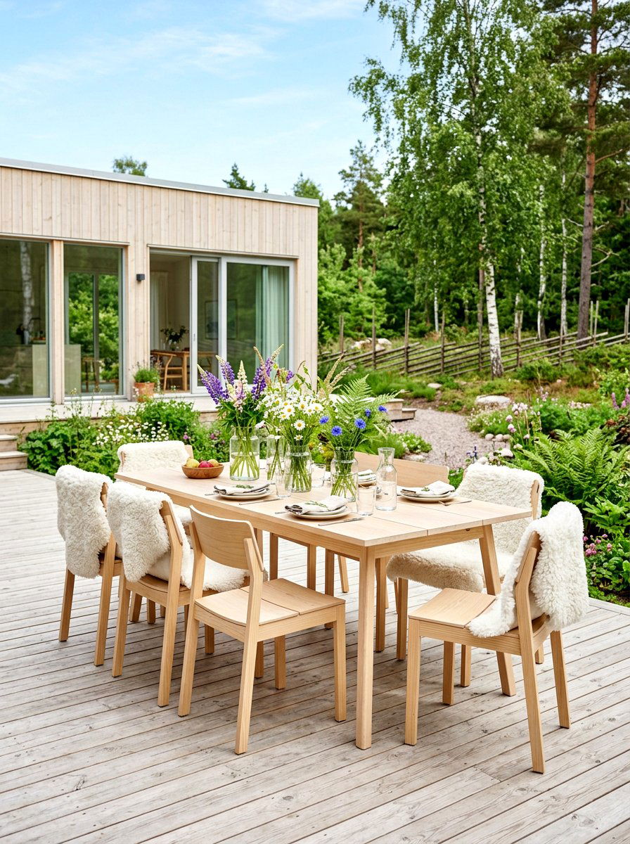 Scandinavian wood deck - 30 outdoor dining nook ideas