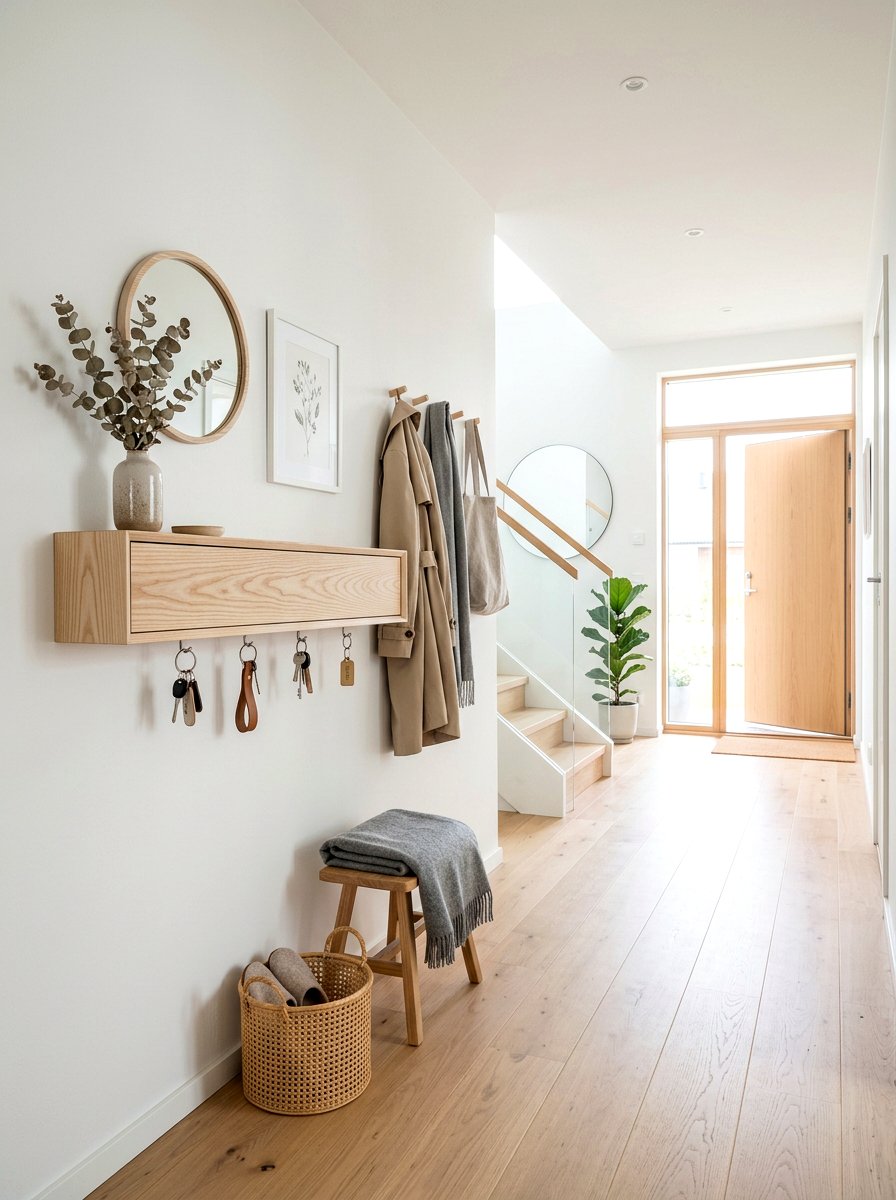 Scandinavian wood key bar - 30 key holder wall ideas