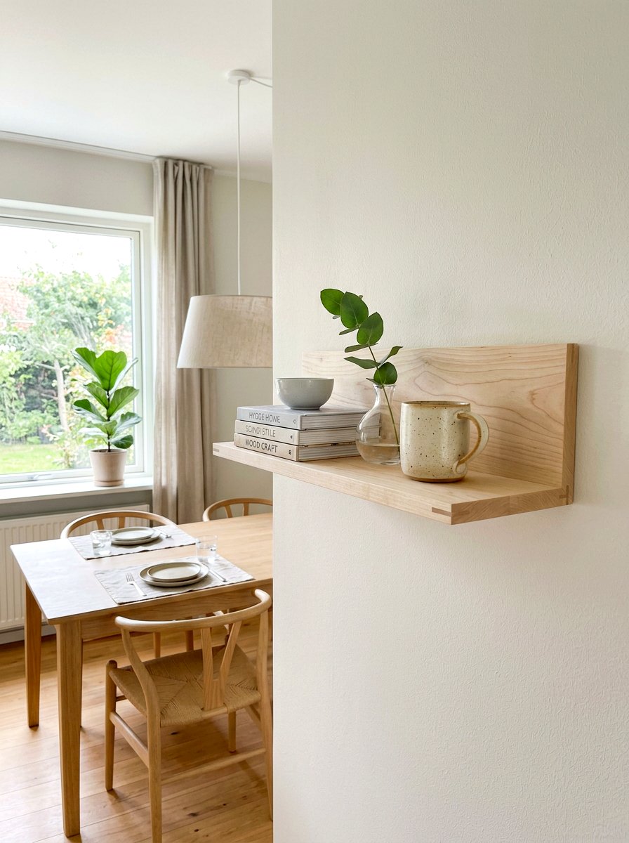 Scandinavian wood shelf - 30 minimalist shelf styling ideas