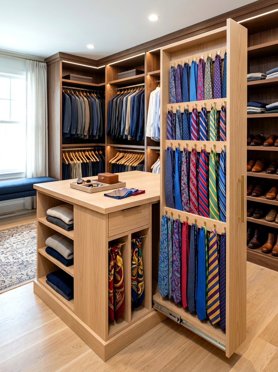 Scarf And Tie Rack - 30 closet island storage ideas