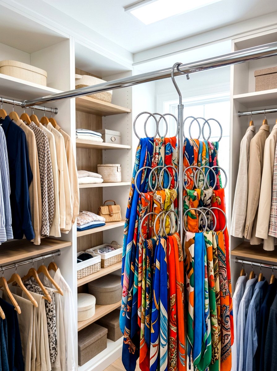 Scarf Hanger Holder - 30 closet organization ideas