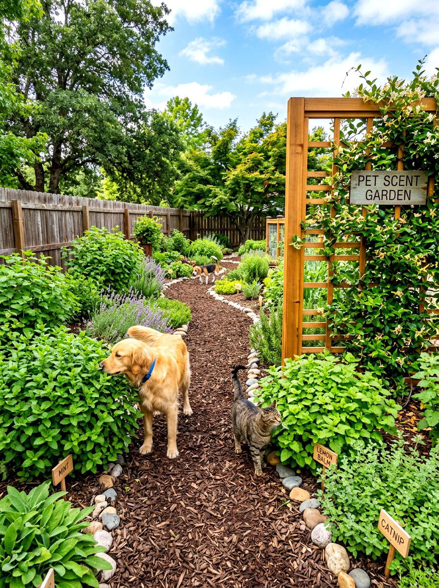Scent garden for pets - 30 dog friendly backyard luxury ideas