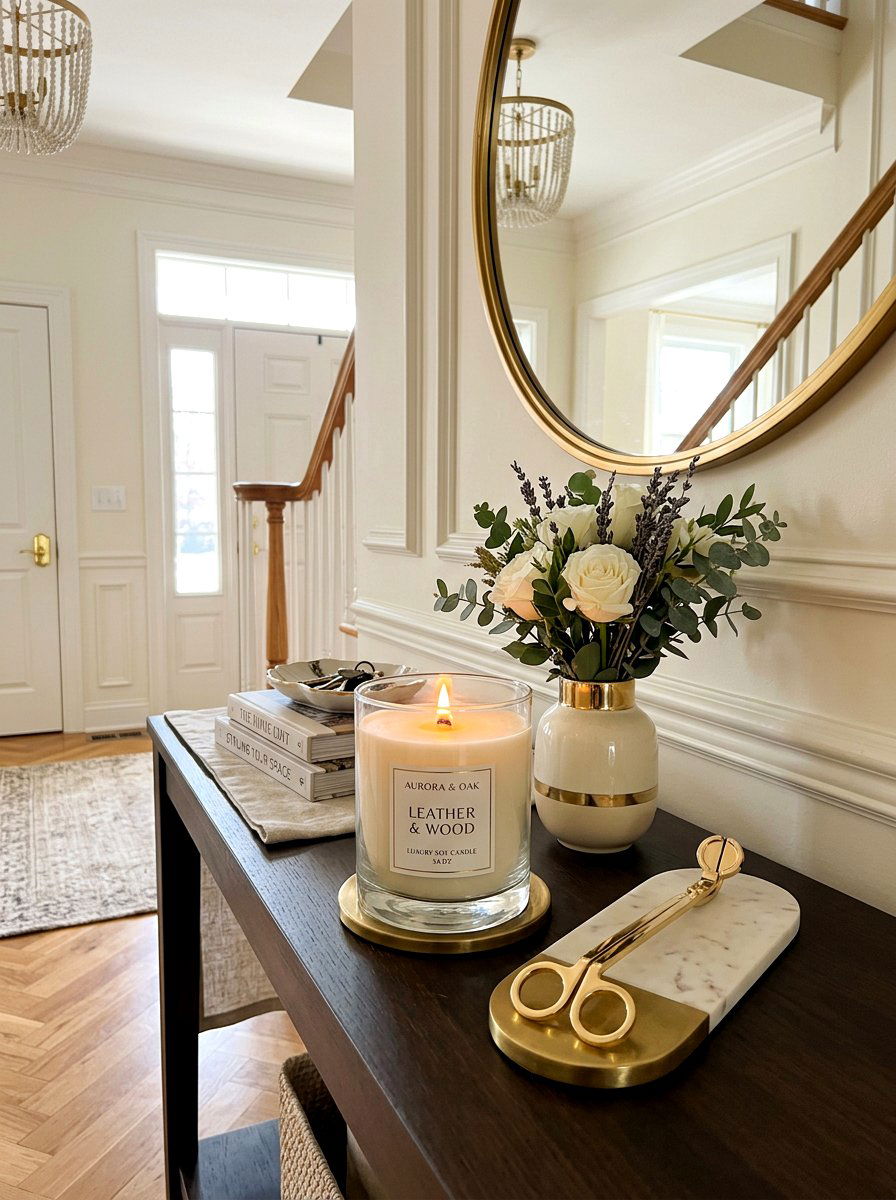 Scented Candle Display - 30 designer entry table decor ideas