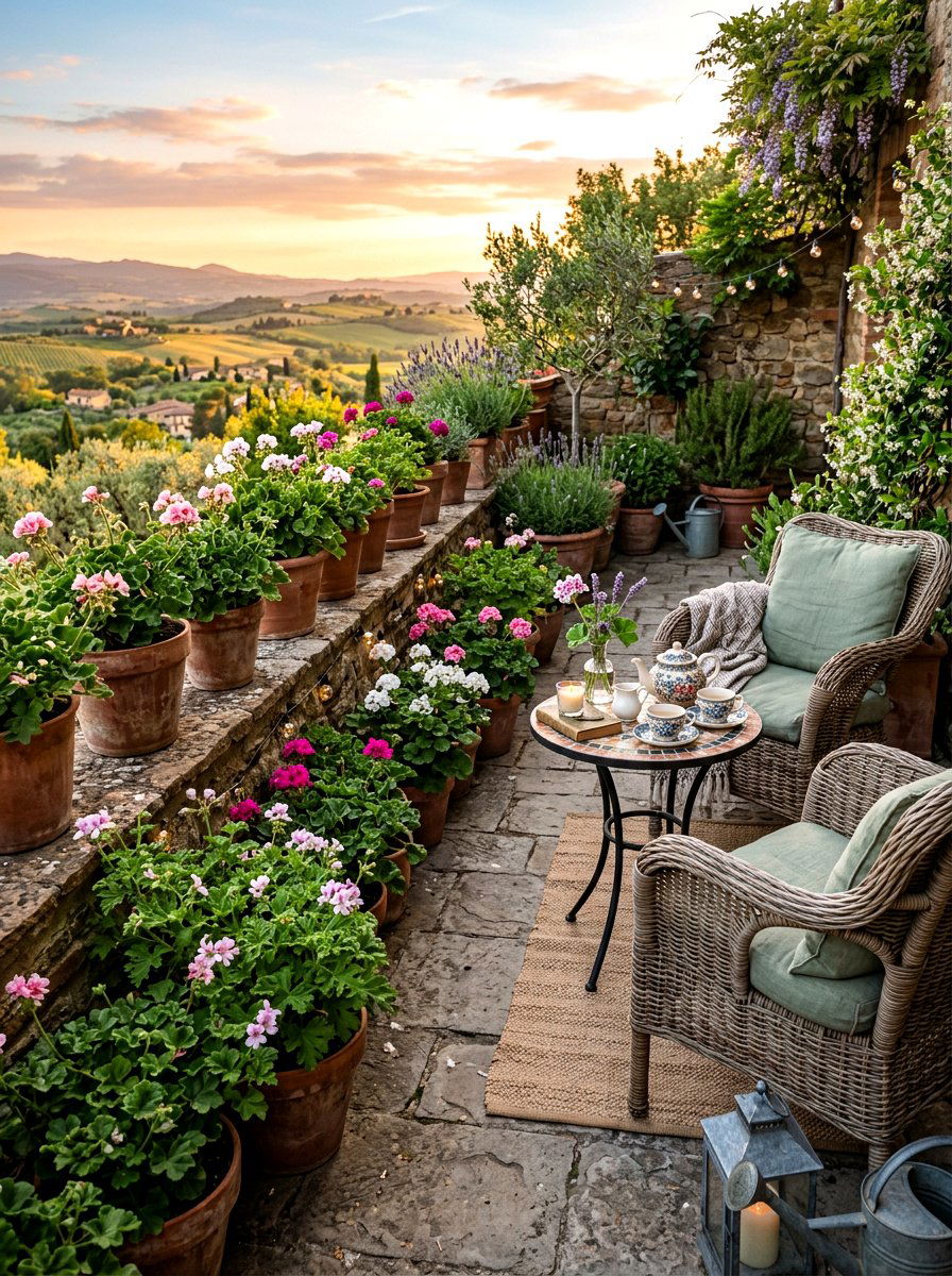 Scented Geranium Terrace - 30 evening fragrance garden ideas