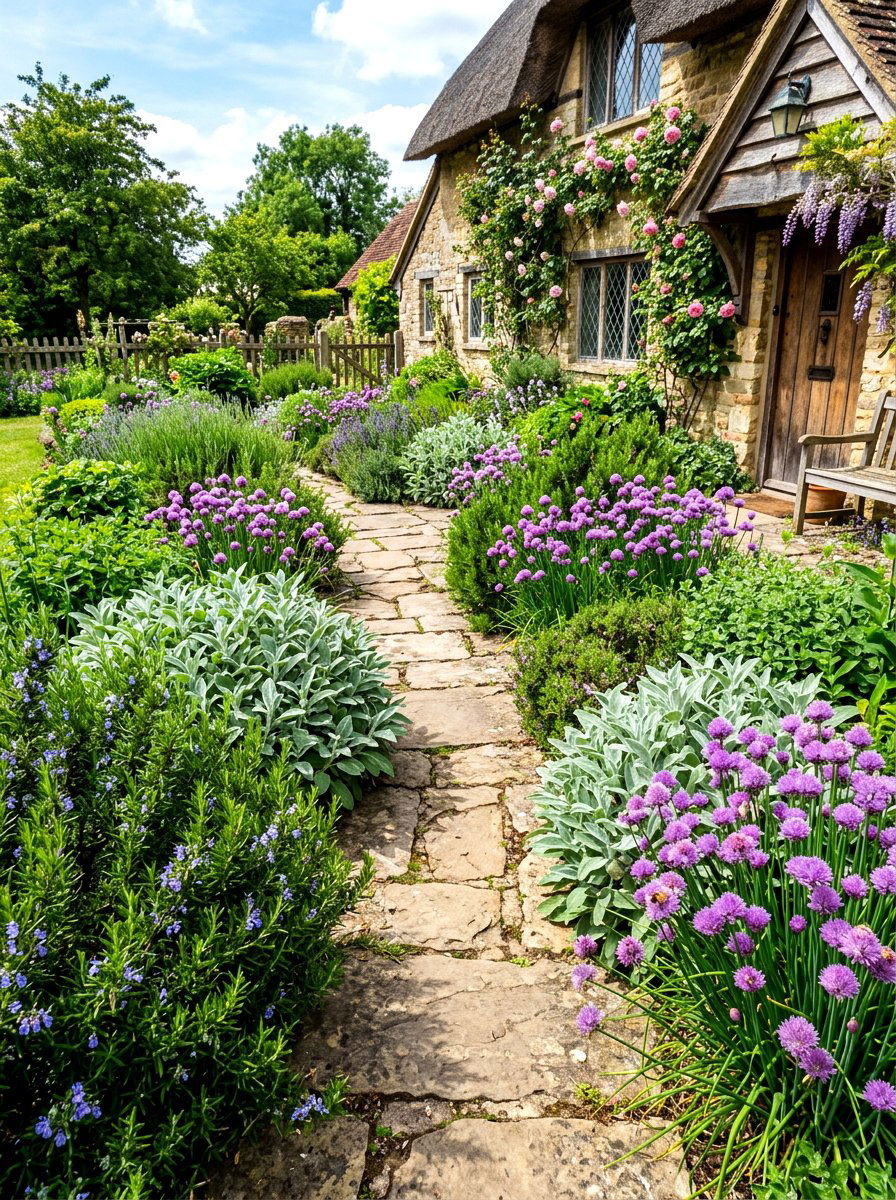 Scented Herb Garden Border - 30 cottage front border ideas