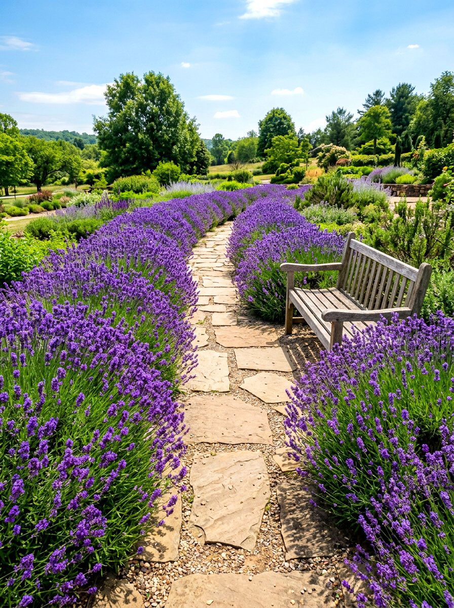 Scented Lavender Walkway - 30 lavender walkway ideas
