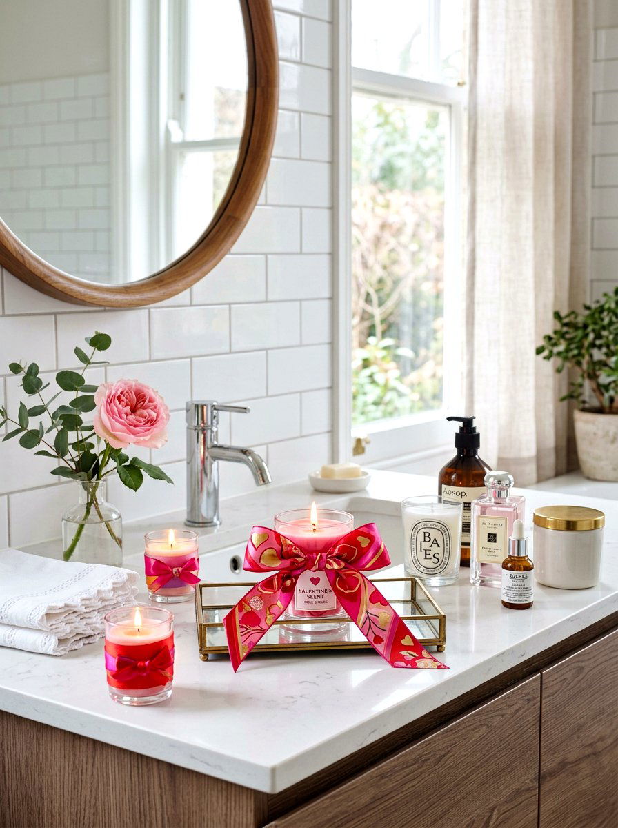 Scented Votive Valentine Candle With Silk Bow - 30 bow and candle Valentine ideas