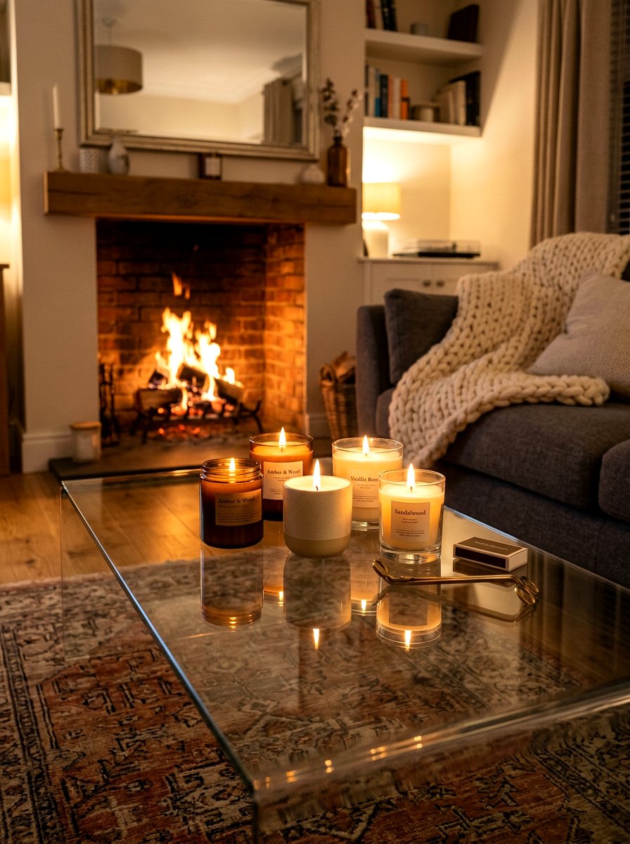 Scented candle group - 30 glass coffee table styling ideas