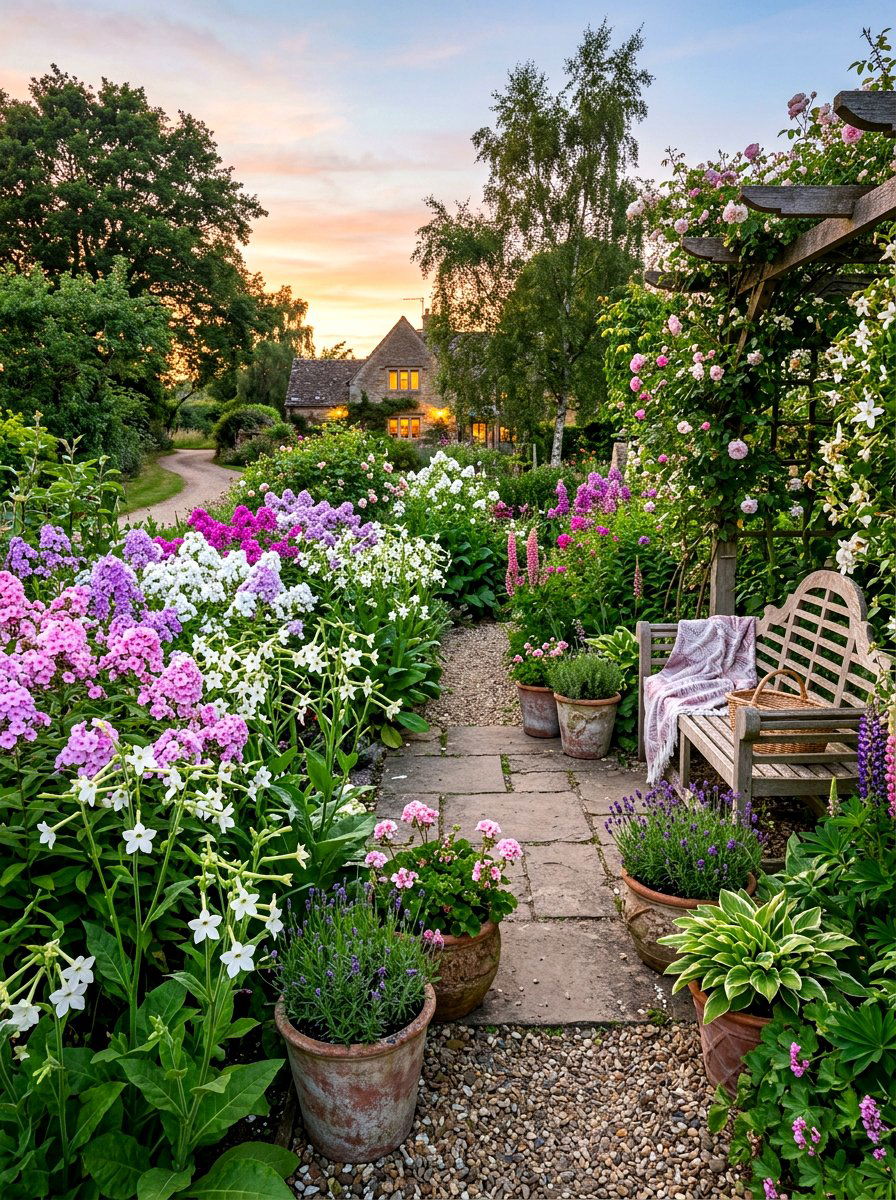 Scented evening garden - 30 moonlight backyard ideas