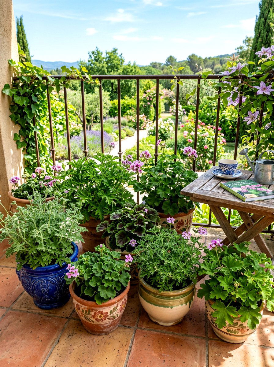 Scented geranium pots - 30 sensory garden ideas