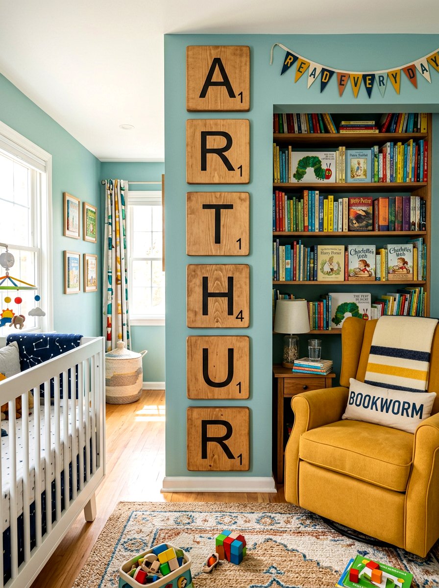 Scrabble Tile Name - 30 nursery name wall ideas