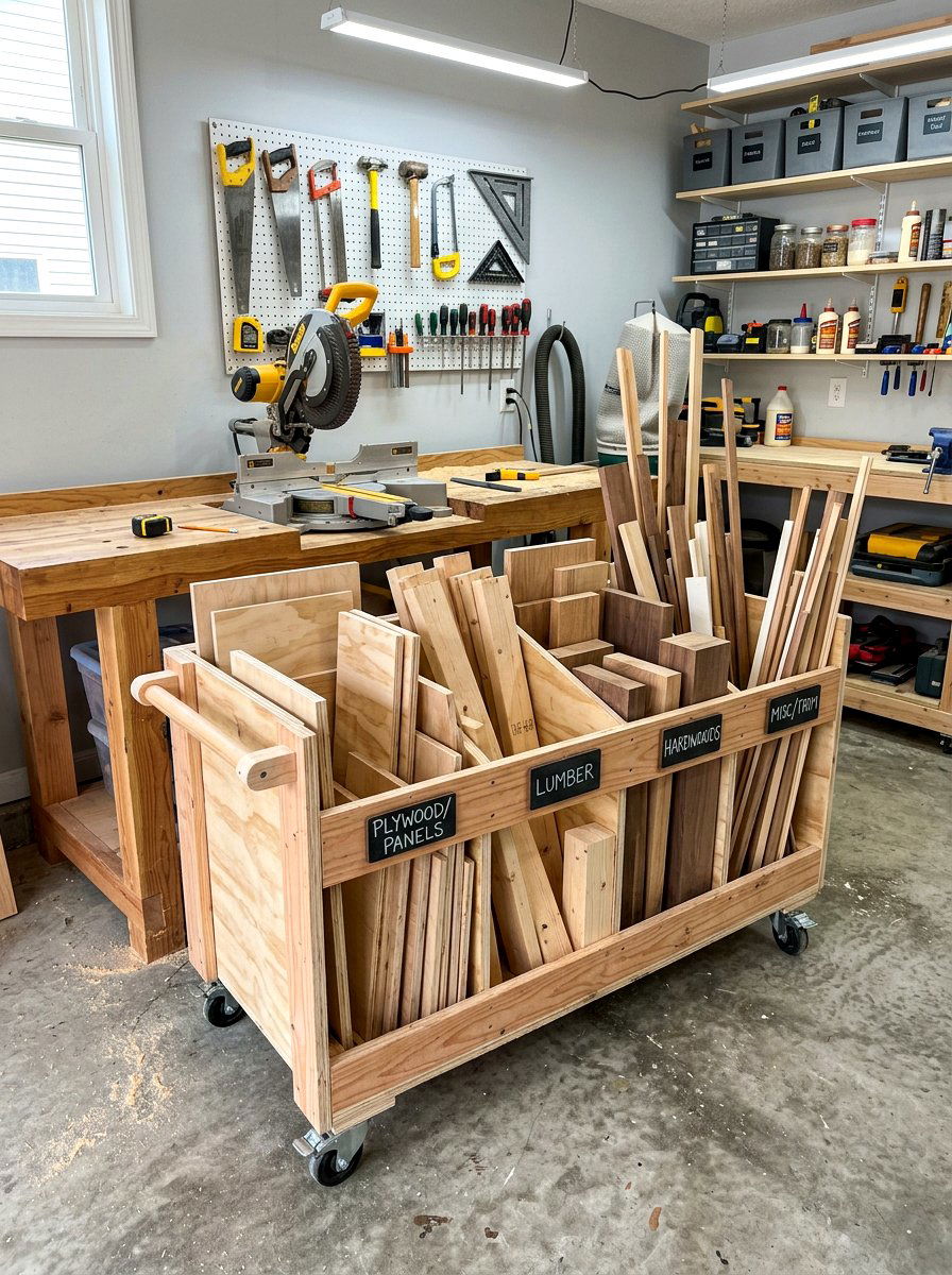 Scrap Wood Bin - 30 garage workshop ideas