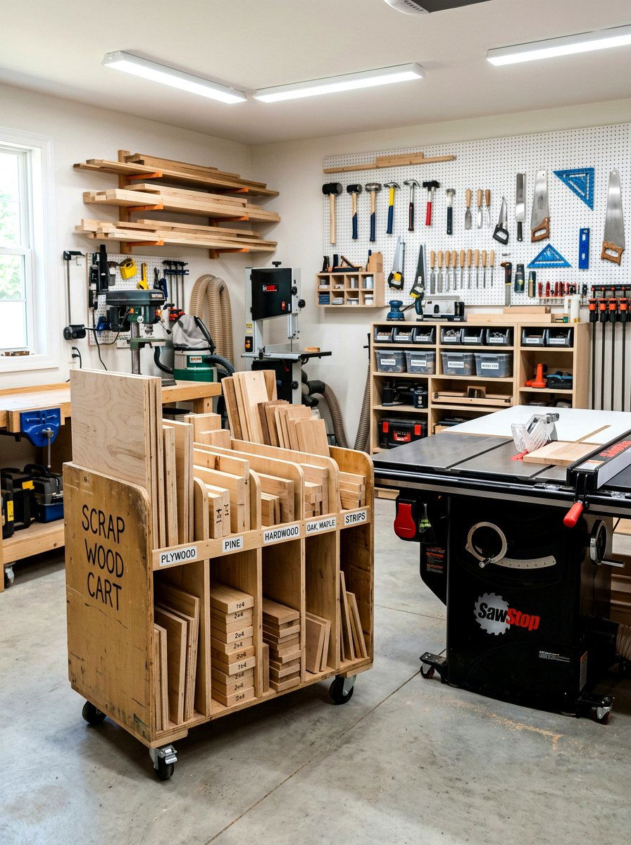 Scrap Wood Carts - 30 garage organization ideas