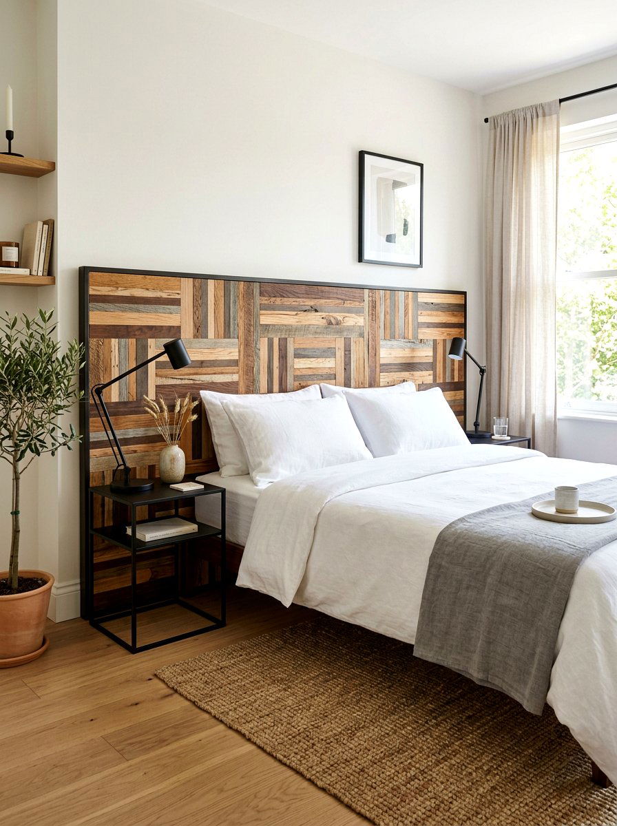 Scrap Wood Headboard - 30 reclaimed material decor ideas