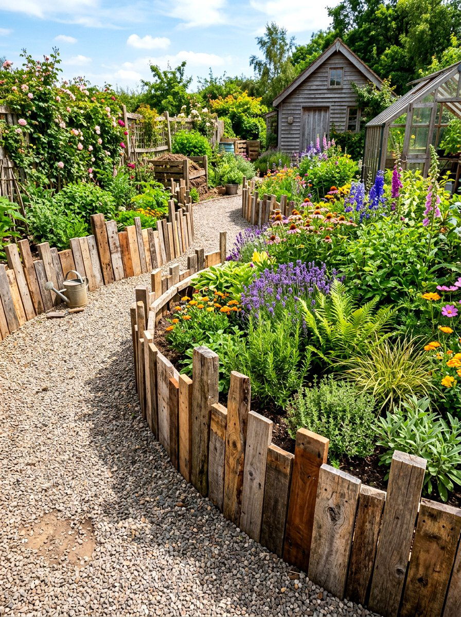 Scrap lumber border - 30 vegetable garden border ideas
