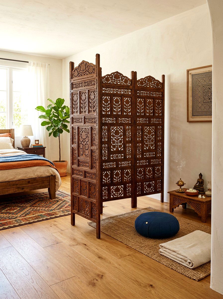 Screen divider meditation corner bedroom - 30 meditation corner bedroom ideas