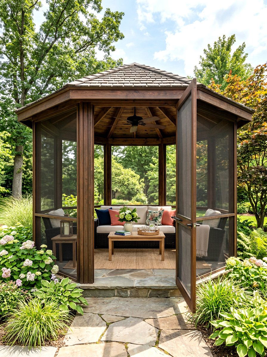 Screened Gazebo - 30 gazebo decorating ideas