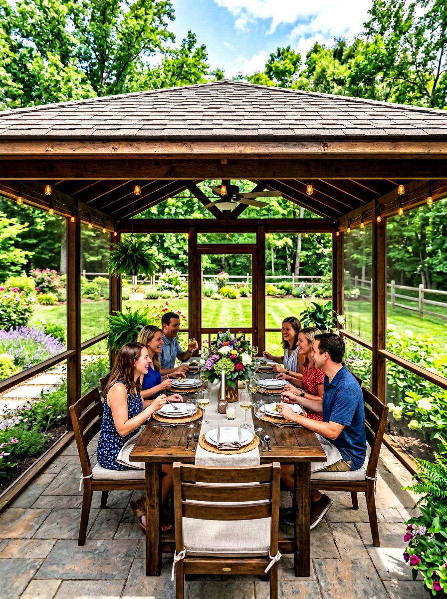Screened Gazebo With Dining Table - 30 screened gazebo ideas