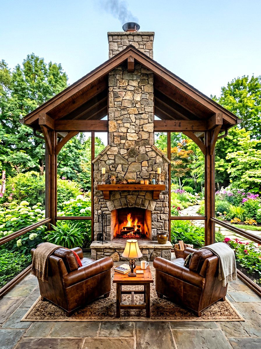 Screened Gazebo With Stone Fireplace - 30 screened gazebo ideas