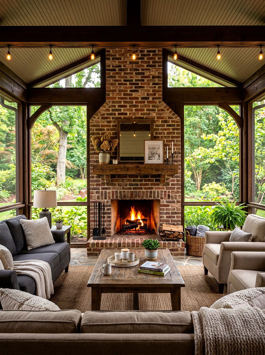 Screened In Back Porch With Fireplace - 30 screened patio enclosure ideas