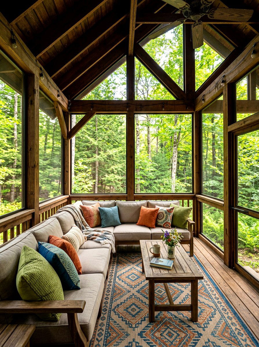 Screened In Cabin Porch - 30 mountain cabin patio ideas