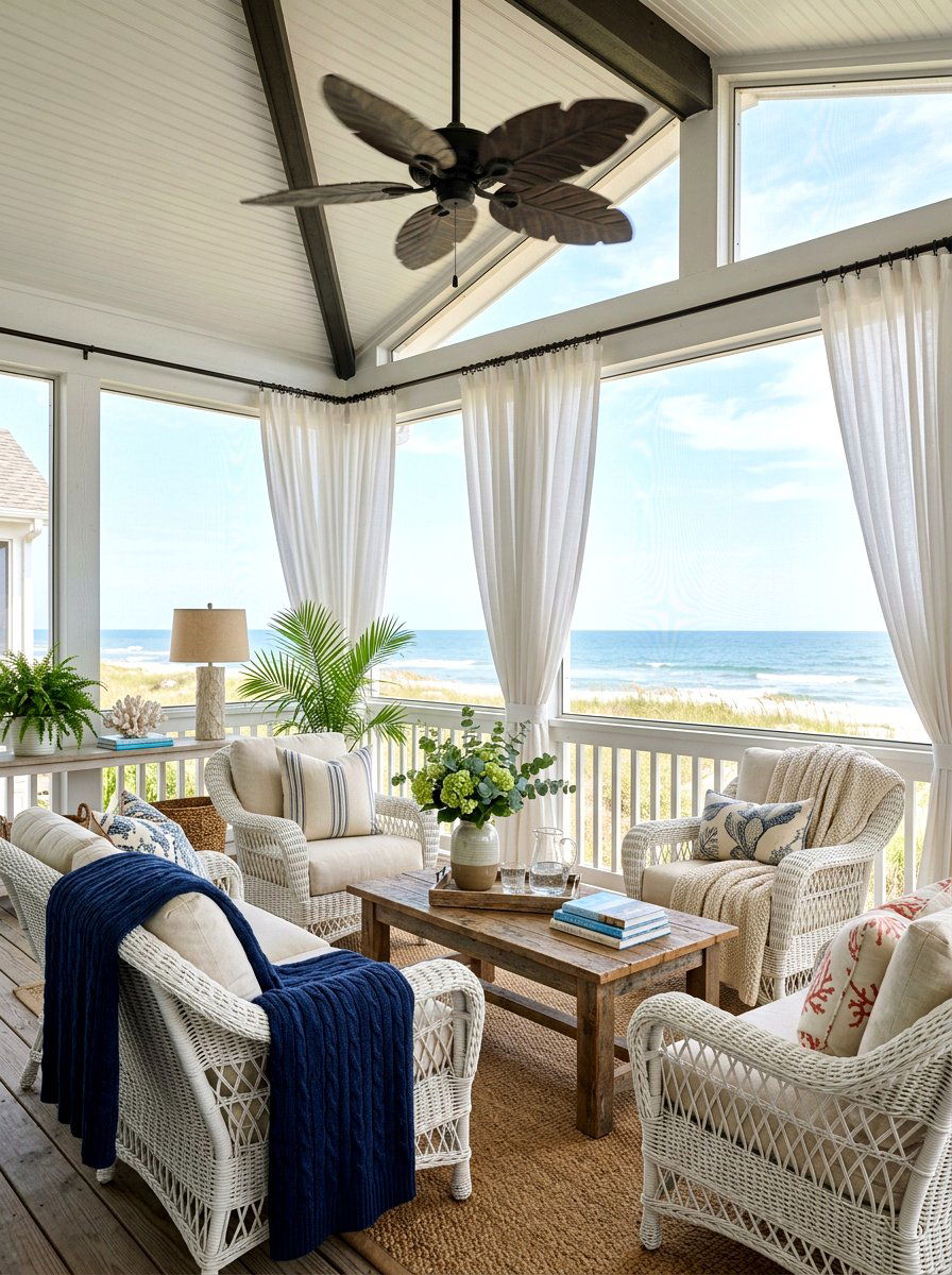 Screened In Coastal Porch - 30 seaside porch ideas
