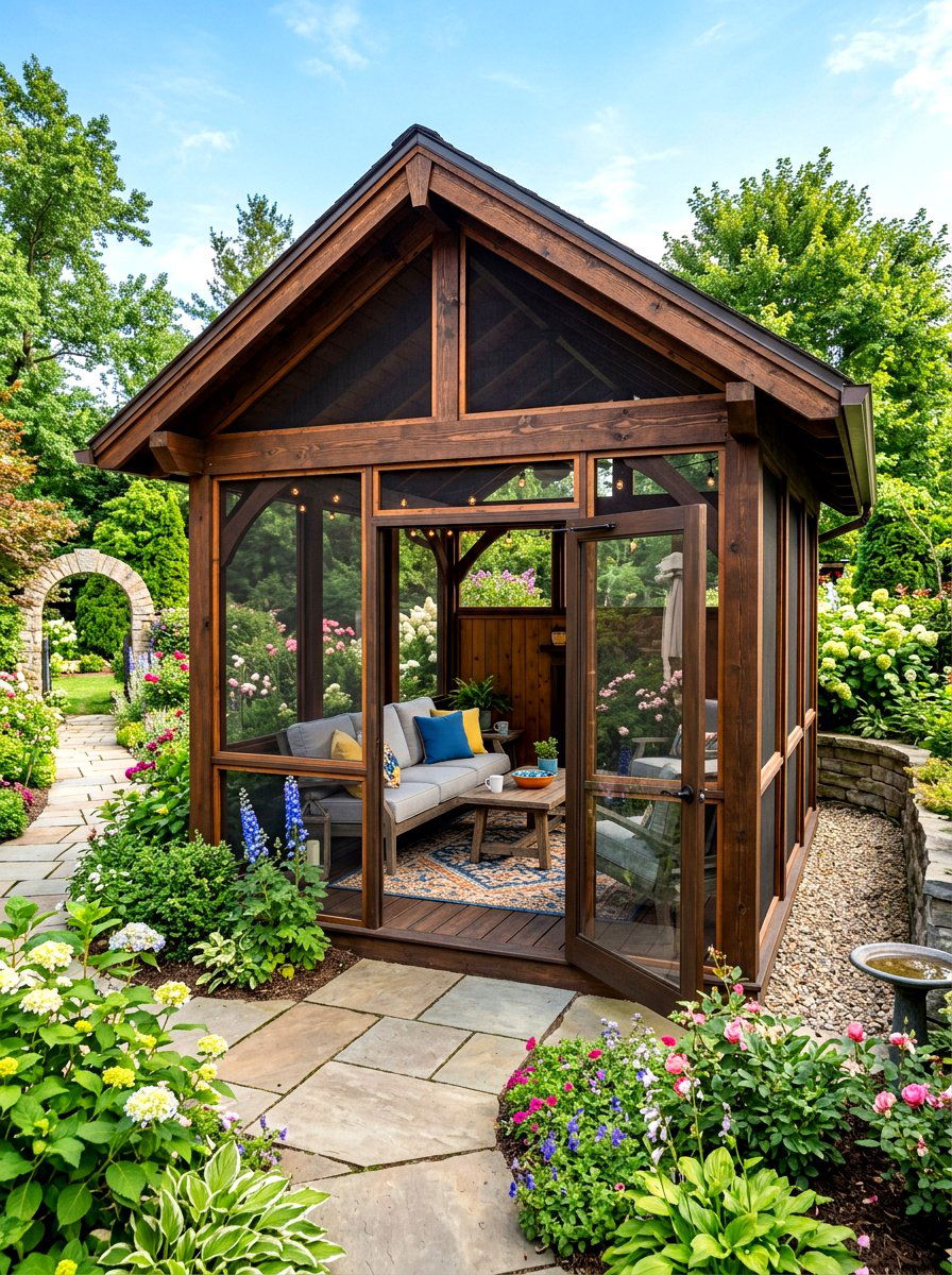 Screened In Pavilion - 30 backyard pavilion ideas