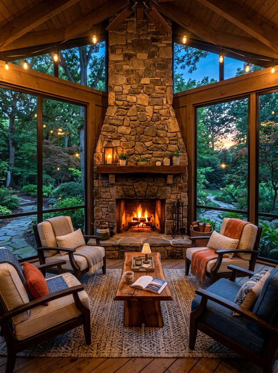 Screened In Porch Fireplace - 30 screened in porch ideas
