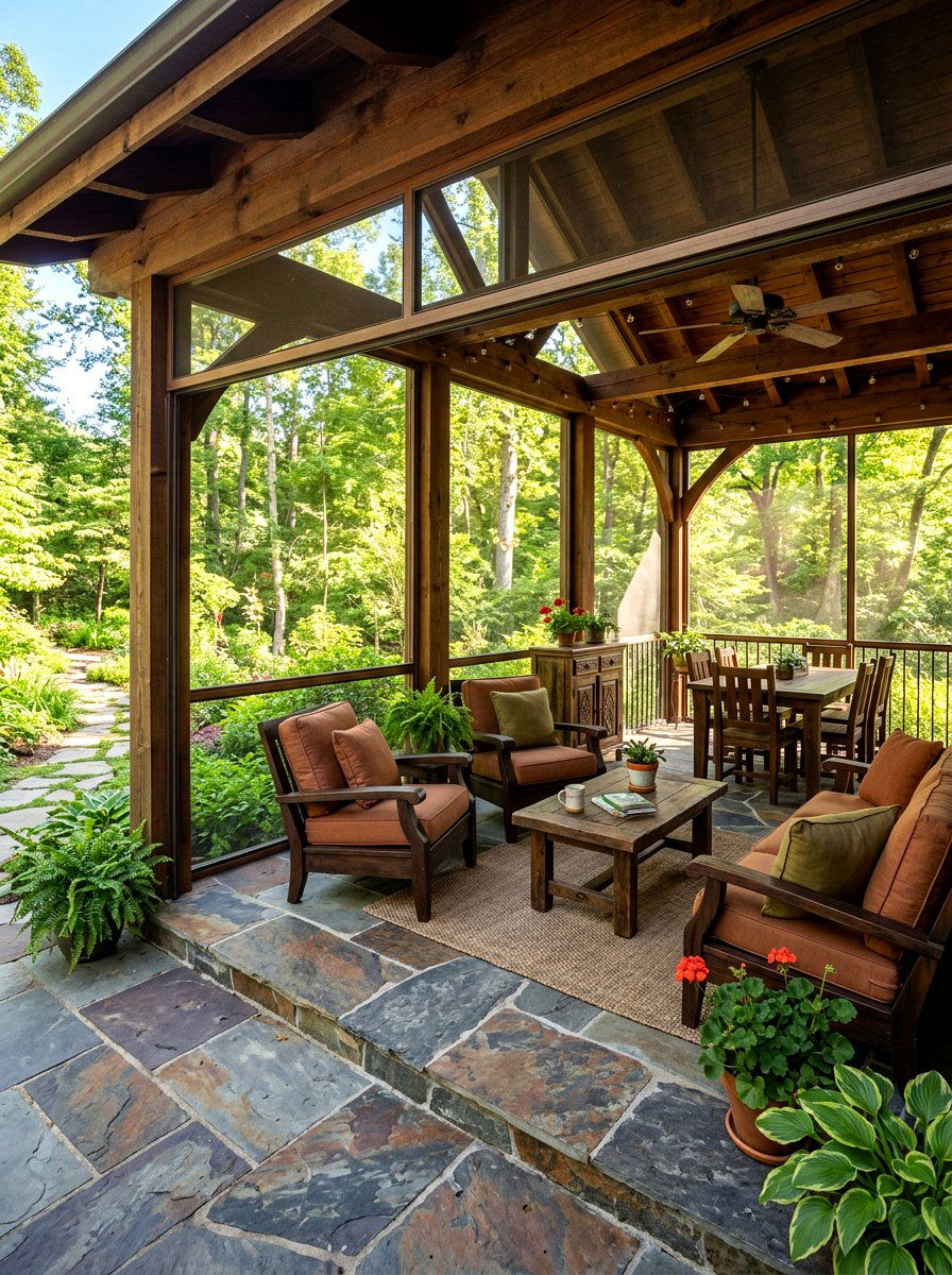 Screened In Porch Stone Floor - 30 screened in porch ideas