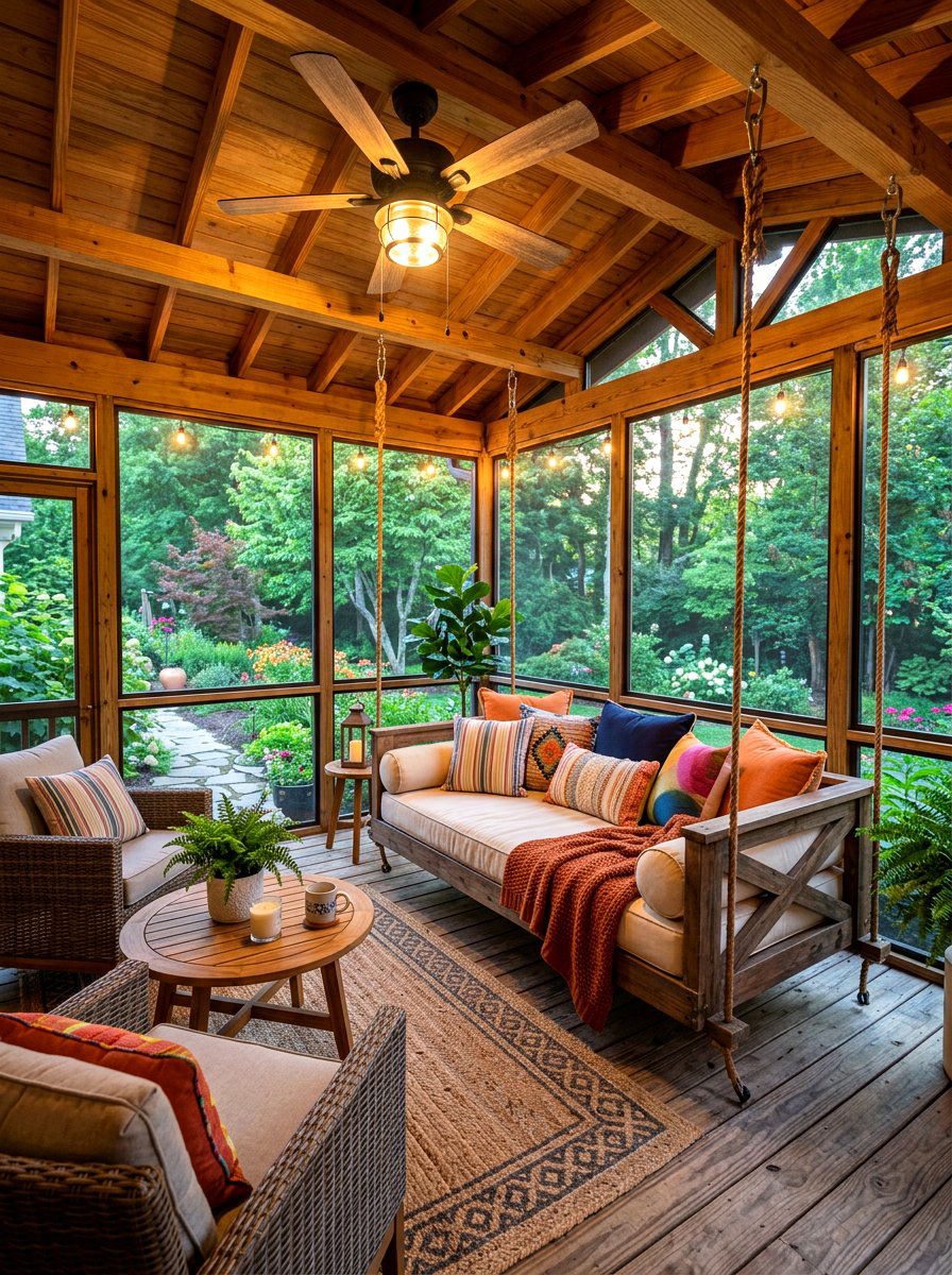 Screened In Porch Swing - 30 farmhouse porch swing ideas