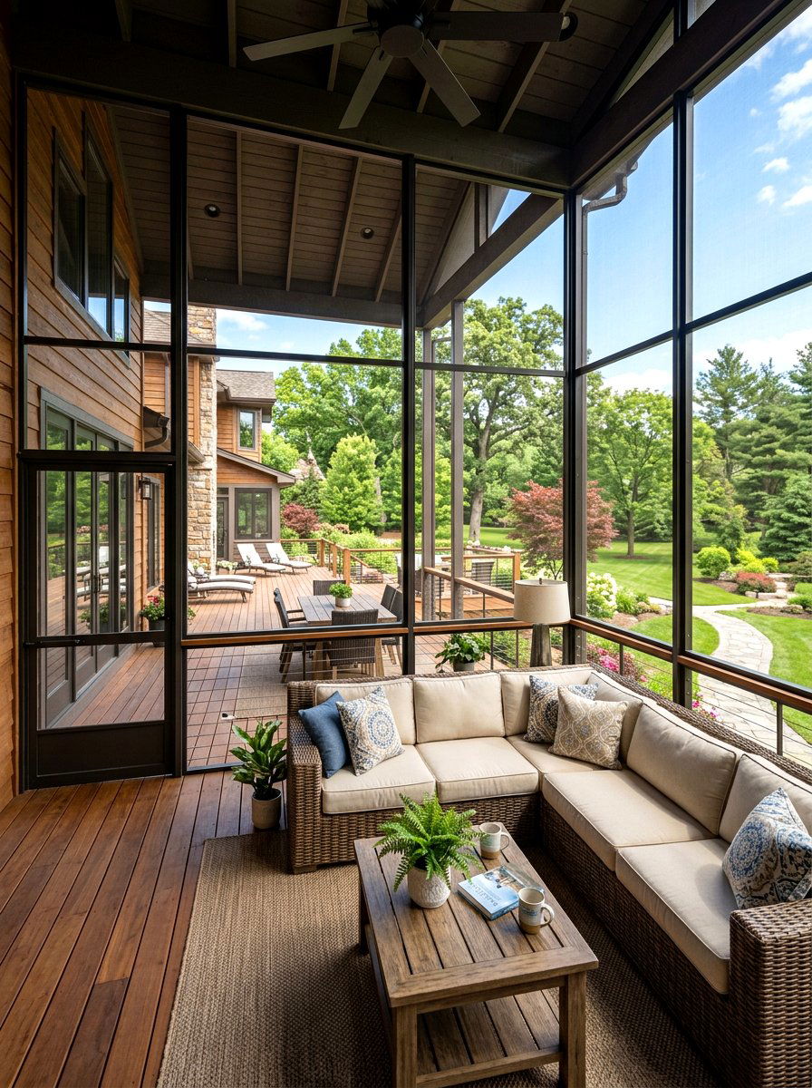Screened In Upper Tier - 30 two level deck ideas