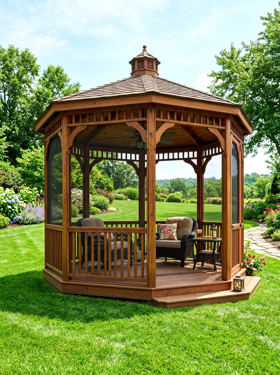 Screened In Wood Gazebo - 30 wooden gazebo ideas