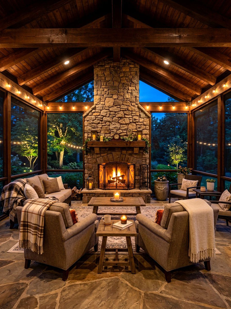 Screened Patio Fireplace - 30 screened patio ideas