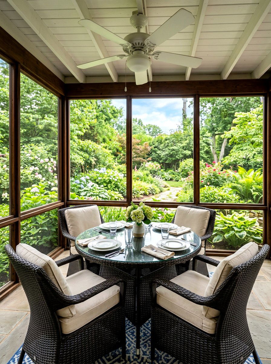 Screened Porch Dining Area - 30 covered patio breakfast nook ideas