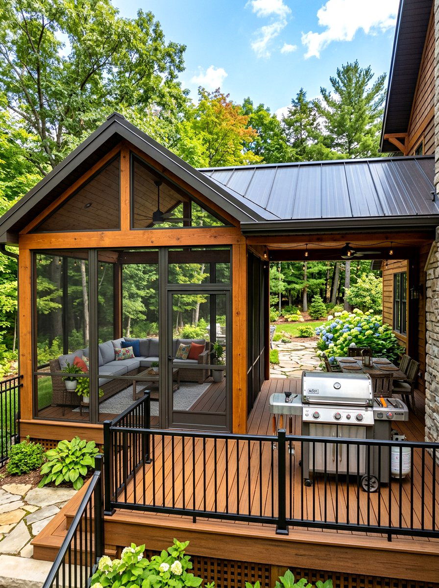 Screened Room Deck Combo - 30 covered deck ideas