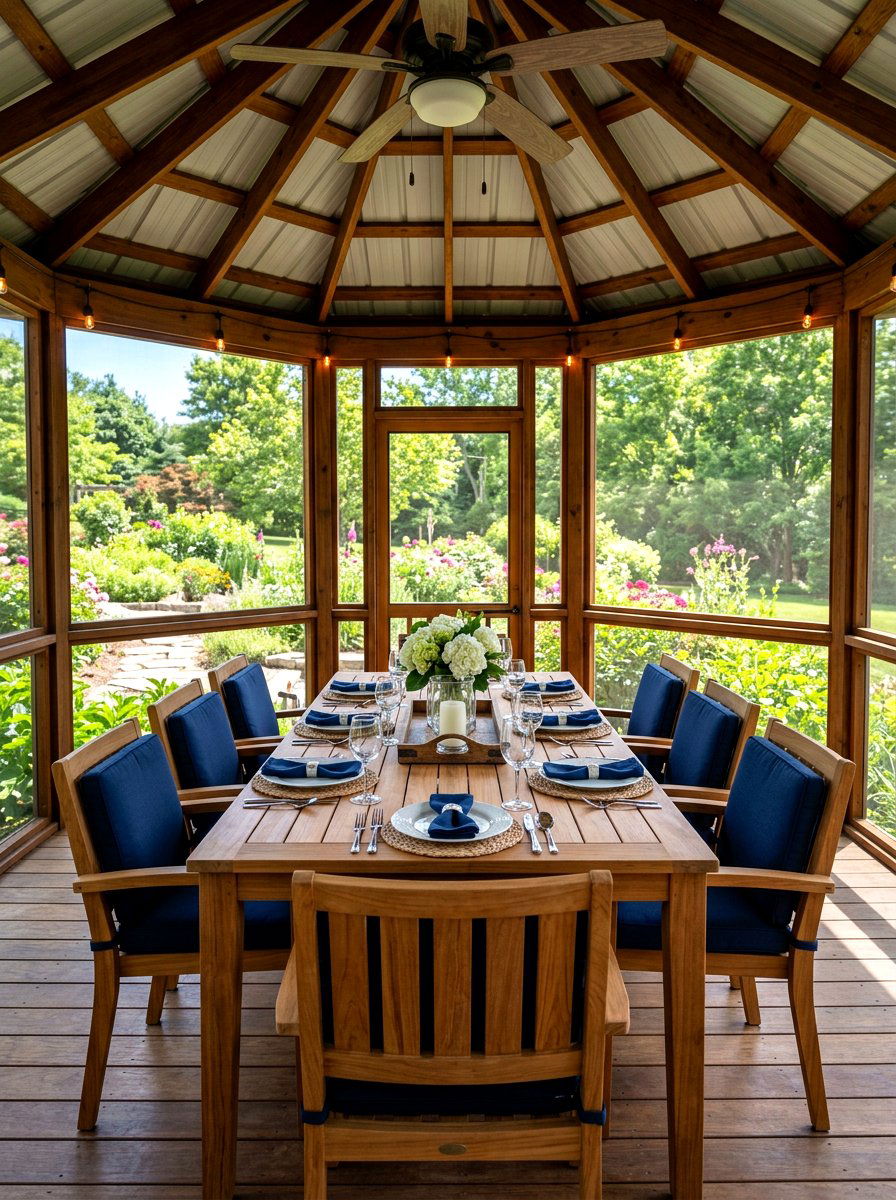 Screened gazebo dining set - 30 screened gazebo dining ideas