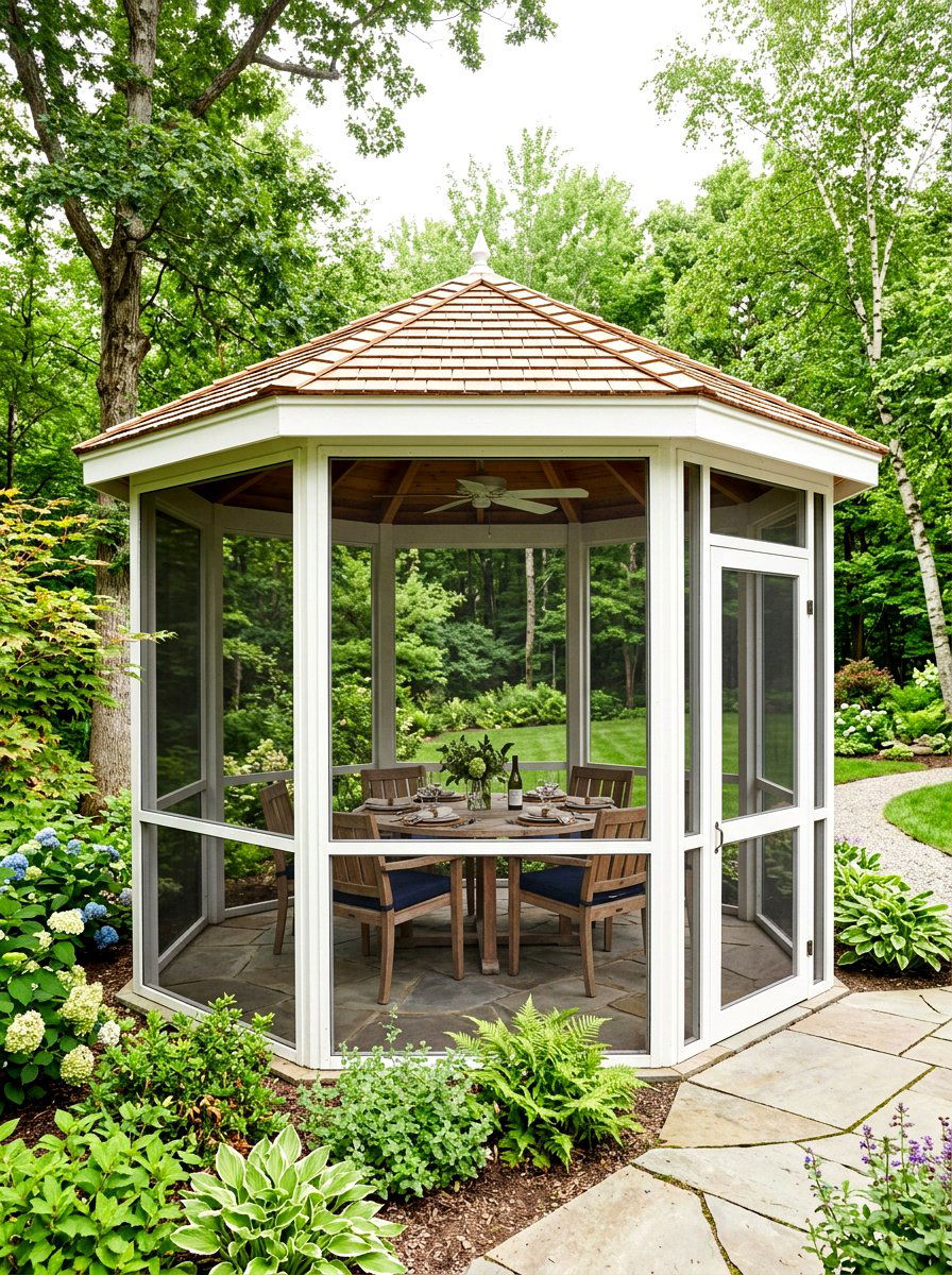 Screened hexagon pavilion - 30 hexagon pavilion ideas