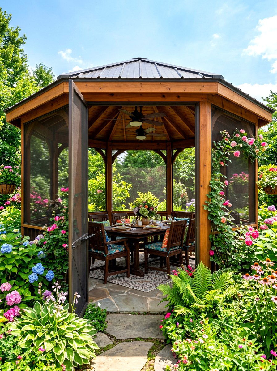 Screened in gazebo - 30 garden party gazebo ideas