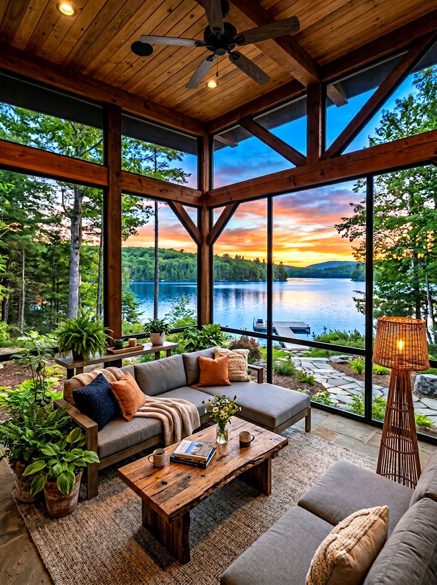 Screened in porch - 30 lake house porch ideas