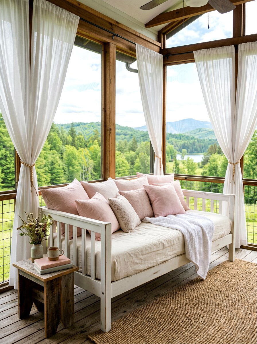 Screened in porch daybed - 30 front porch seating nook ideas