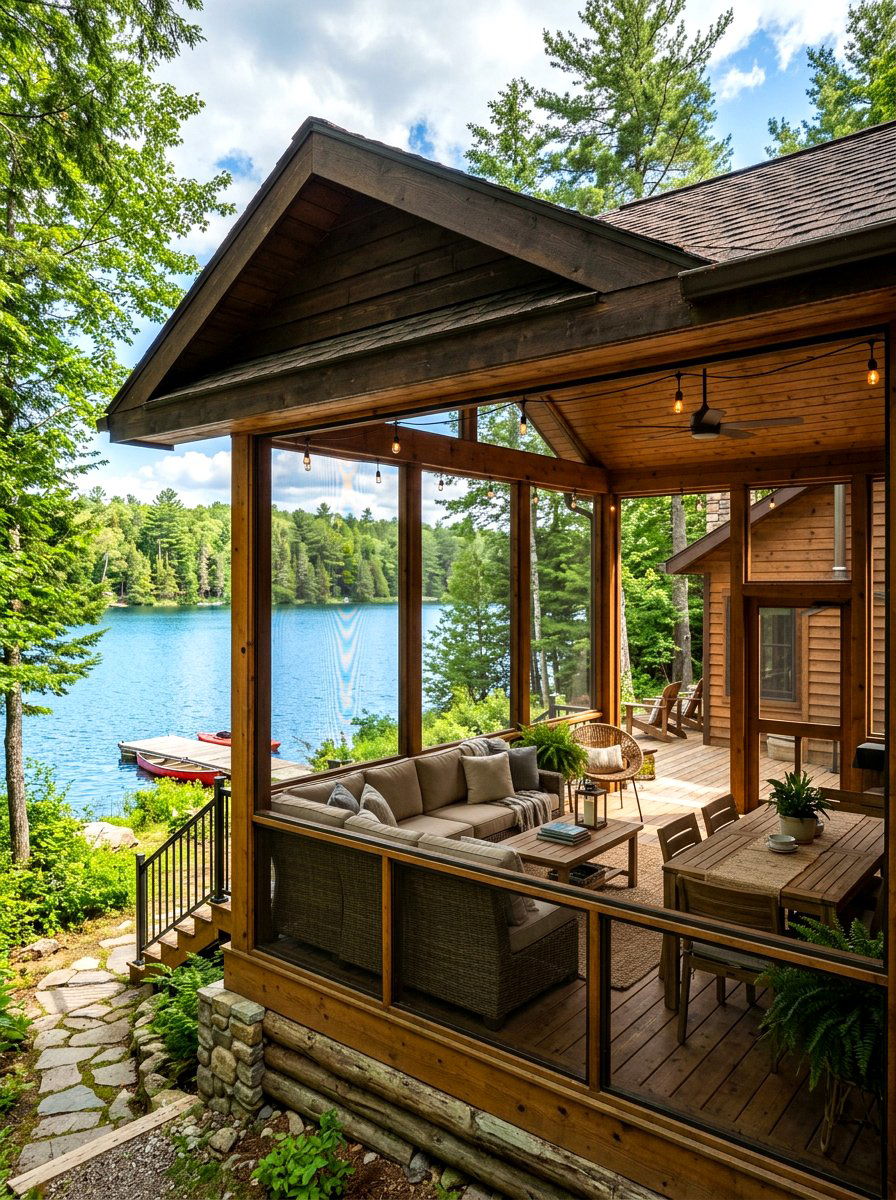 Screened in porch lake house - 30 lake house exterior ideas
