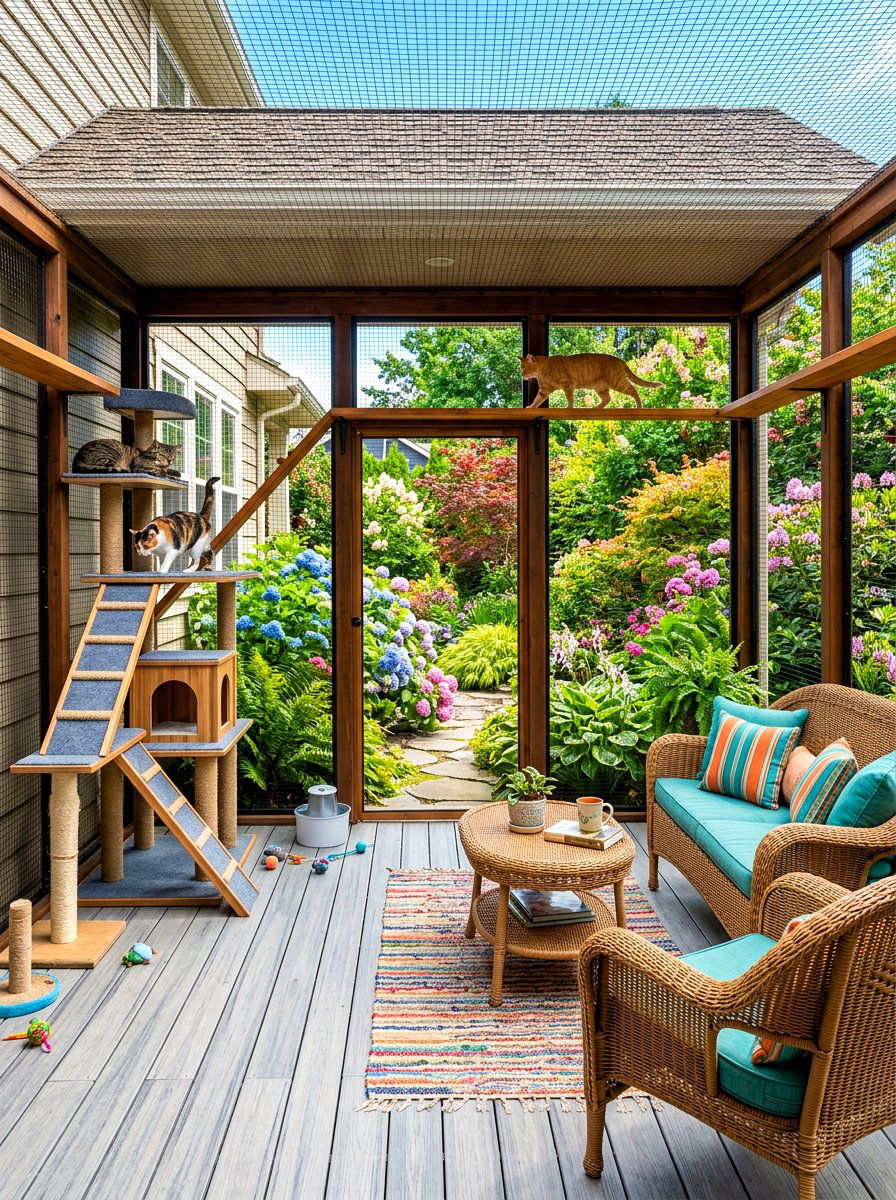 Screened porch cat sanctuary - 30 catio ideas