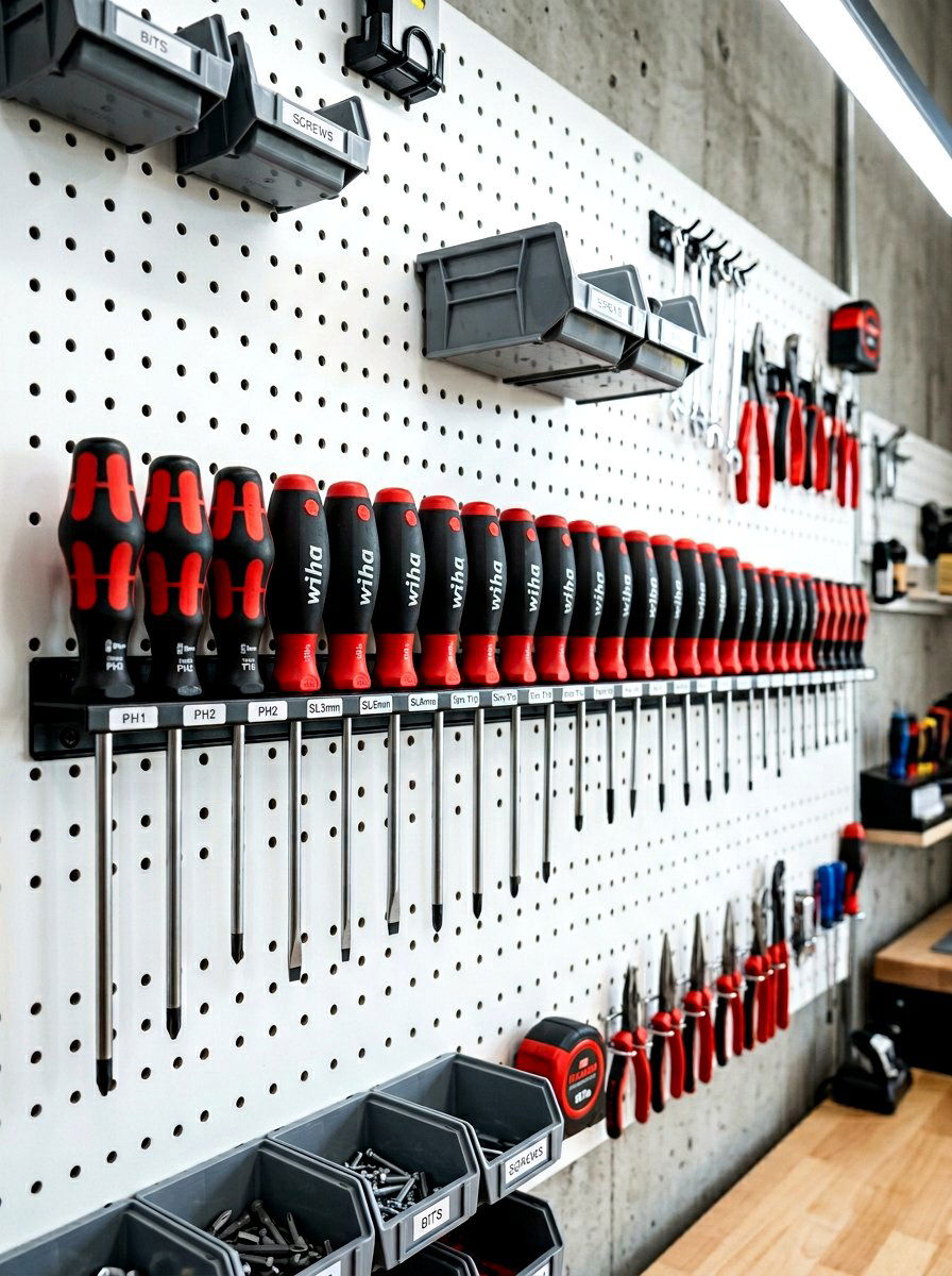Screwdriver Rack System - 30 garage pegboard ideas
