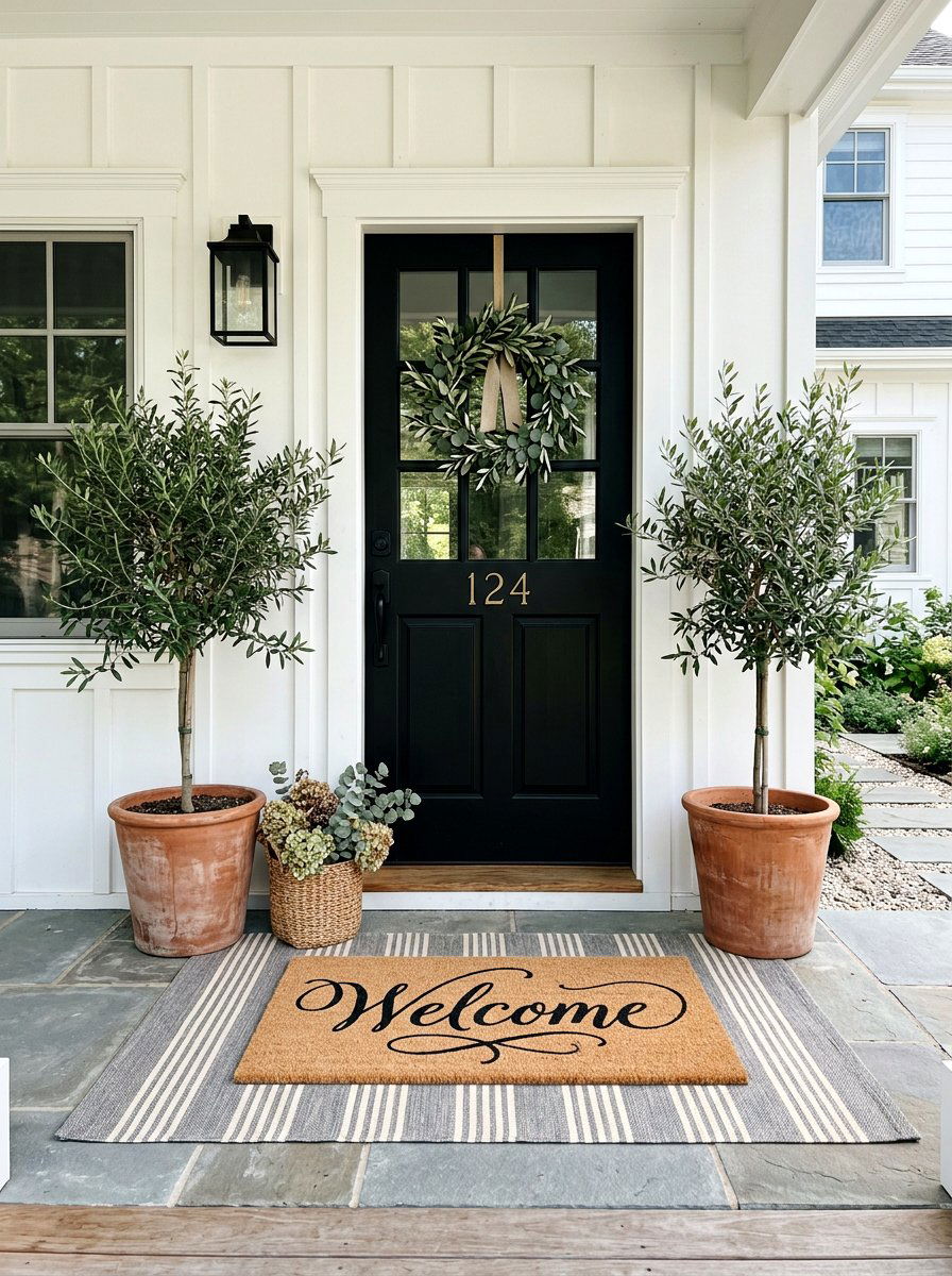 Script Lettering Coir Layered Rug - 30 layered doormat porch ideas