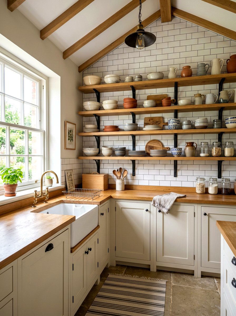 Scullery With Open Wood Shelving - 30 walk in scullery ideas